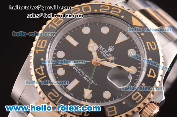 Rolex GMT-Master II Swiss ETA 2836 Automatic Movement Two Tone with Ceramic Bezel and 18K Gold Strap - Click Image to Close